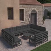 Meble ogrodowe - vidaXL Lumarko 12-cz. zestaw wypoczynkowy do ogrodu, z poduszkami, czarny 3077233 - miniaturka - grafika 1