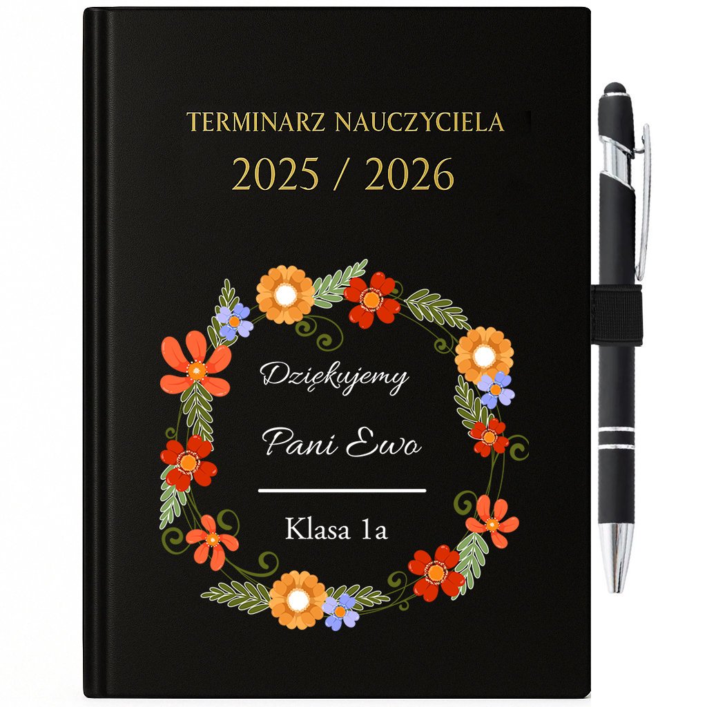 Kalendarz+Uchwyt+Długopis 25/26 DZIĘKUJEMY *IMIĘ I KLASA* Planner