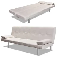 Sofy i kanapy - vidaXL Biaa sofa z dwoma poduszkami - miniaturka - grafika 1