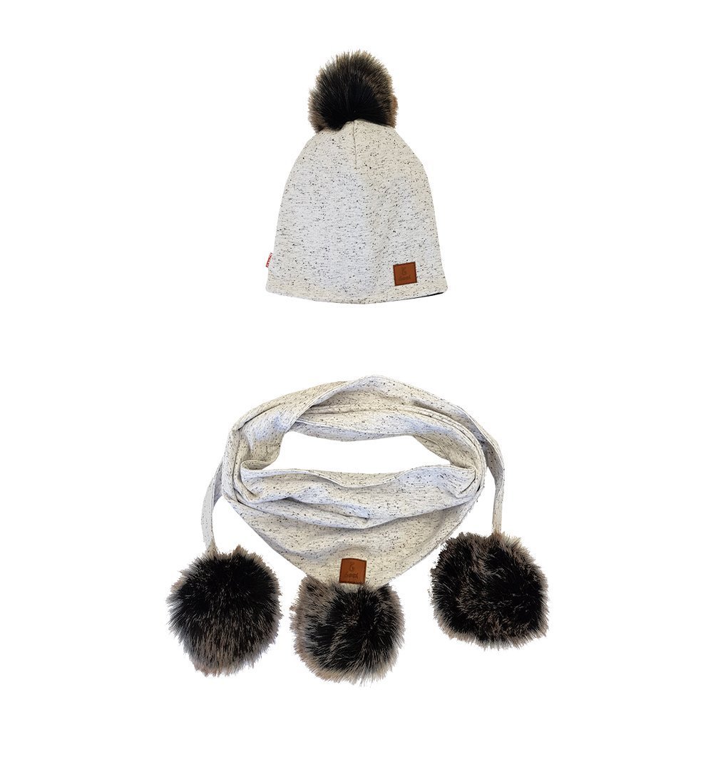 Zestaw czapka i chusta Maja zimowy, jasnoszary - 44