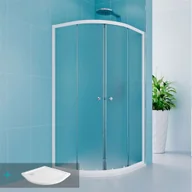 Kabiny prysznicowe - Mereo Kora - Kabina prysznicowa 90x90 cm z wanną i akcesoriami, kolor biały/szkło winogronowe CK35121ZN - miniaturka - grafika 1