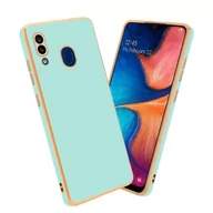 Etui i futerały do telefonów - Pokrowiec Do Samsung Galaxy A20 / A30 / M10s Etui w Glossy Miętowa Zielona - Złoto TPU Silikonowe Obudowa Case Cover Cadorabo - miniaturka - grafika 1