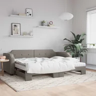 Sofy i kanapy - vidaXL Sofa rozsuwana z materacami, kolor taupe, 100x200 cm, tkanina - miniaturka - grafika 1