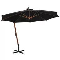 Parasole ogrodowe - vidaXL Parasol ogrodowy wiszący, na jodłowym słupku, czarny, 3,5x2,9 m vidaXL - miniaturka - grafika 1