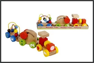 Hipo Pociąg drewniany 2 wagony 610191 - Pociągi dla dzieci - miniaturka - grafika 1