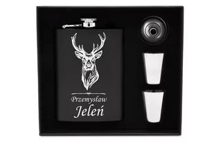 Piersiówka Czarna 240Ml Zestaw Z Grawerem - Piersiówki - miniaturka - grafika 1