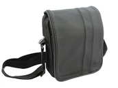 Torby męskie - Skórzana Torba Na Ramię Pionowa GRETOS (PL) CZARNA Z PRZESZYCIAMI Listonoszka Z Klapką 25 x 18 x 8 [cm] - miniaturka - grafika 1