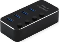 Huby USB - HUB USB Roline Koncentrator USB 3.2 Gen 1 do notebooków ROLINE, 4 porty, indywidualnie przełączane, czarny 14.02.5056 - miniaturka - grafika 1