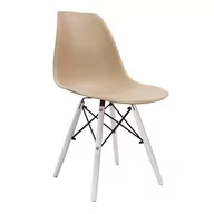 Krzesła - Krzesło DSW Milano beżowe, nogi białe - miniaturka - grafika 1
