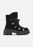 Śniegowce damskie - Czarne Ocieplane Śniegowce na Grubej Podeszwie ze Sznurowaniem Veltinna - miniaturka - grafika 1