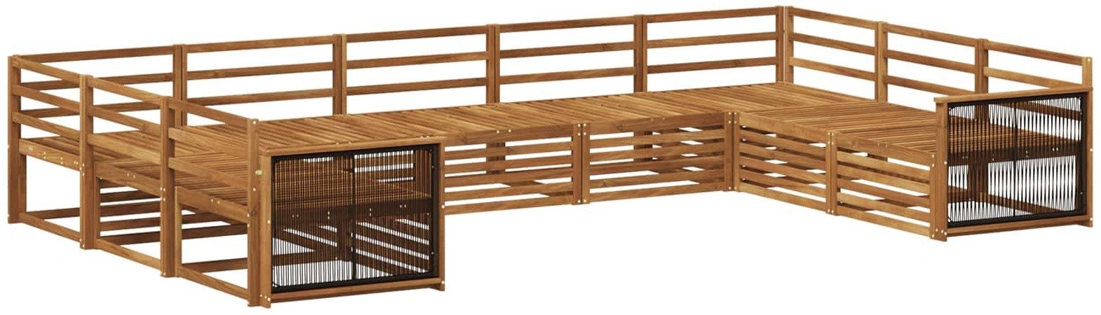 vidaXL Zestaw sof na zewnątrz 9 pcs naturalny Lite Drewno Akacji