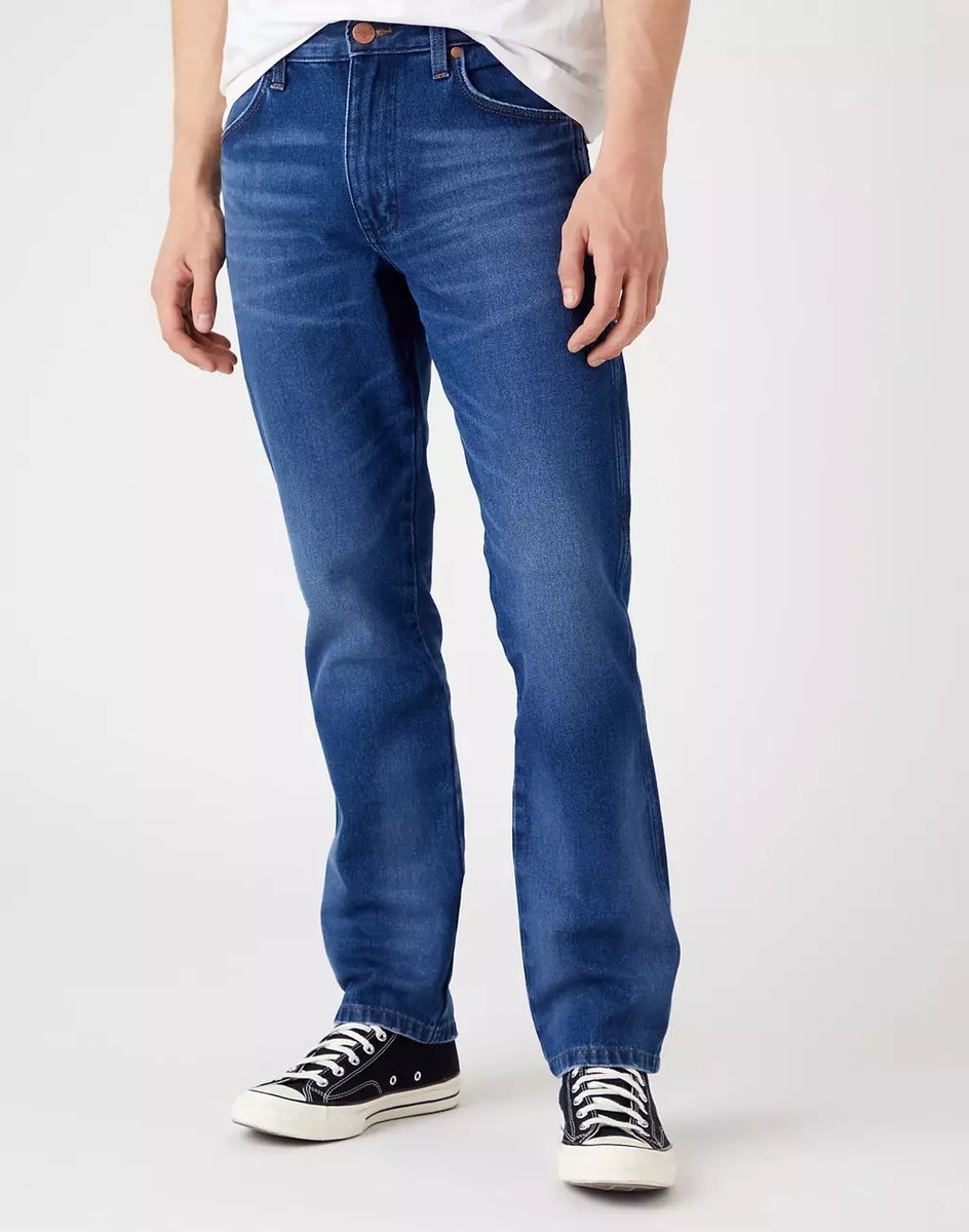 Wrangler Greensboro Męskie Spodnie Jeansowe Brushed Mid Blue W15Qal15O-W30 L32