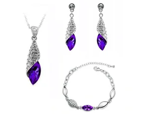 Komplet Biżuterii Fioletowe Łezki Prezent - Zestawy biżuterii dla kobiet - miniaturka - grafika 1