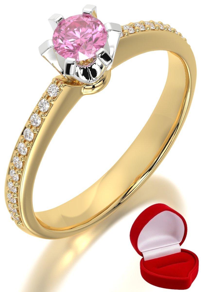 ZŁOTY PIERŚCIONEK ZARĘCZYNOWY 585 14k SZAFIR 0,24 ct + PUDEŁKO R19