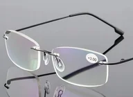 Okulary korekcyjne, oprawki, szkła - Okulary bezramkowe korekcyjne czarne do czytania +2 - miniaturka - grafika 1
