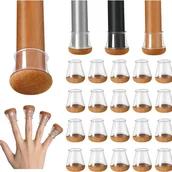 Zawiasy, okucia i inne akcesoria - Opakowanie 20 szt. ochraniaczy na nogi krzeseł, wykonane z silikonu i grubego filcu, przezroczyste, odporne na zarysowania, średnica 30-40 mm - miniaturka - grafika 1