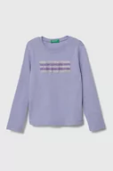 Bluzki dla dziewczynek - United Colors of Benetton longsleeve bawełniany dziecięcy kolor fioletowy - miniaturka - grafika 1