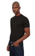 Koszulki męskie - TRENDYOL CZARNY MĘSKI T SHIRT Z OKRĄGŁYM DEKOLTEM GŁADKI S 5BA - miniaturka - grafika 1