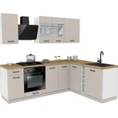 Meble kuchenne - Zestaw szafek kuchennych, Cashmere/Dąb Evoke, 240/180 x Regulowany x 48,5 cm - miniaturka - grafika 1