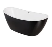 Wanny - Wanna wolnostojąca Besco Ayla 170x80 cm owalna czarny połysk syfon i maskownica grafit WAS-170ABGR - miniaturka - grafika 1