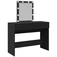 Toaletki - vidaXL Toaletka z oświetleniem LED czarna 100x40x130 cm - miniaturka - grafika 1