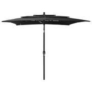 Parasole ogrodowe - vidaXL 3-poziomowy parasol na aluminiowym słupku, czarny, 2,5x2,5 m vidaXL - miniaturka - grafika 1