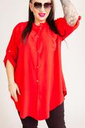 Koszule damskie - Czerwona Koszula ze stójką LERIA - Tono - miniaturka - grafika 1
