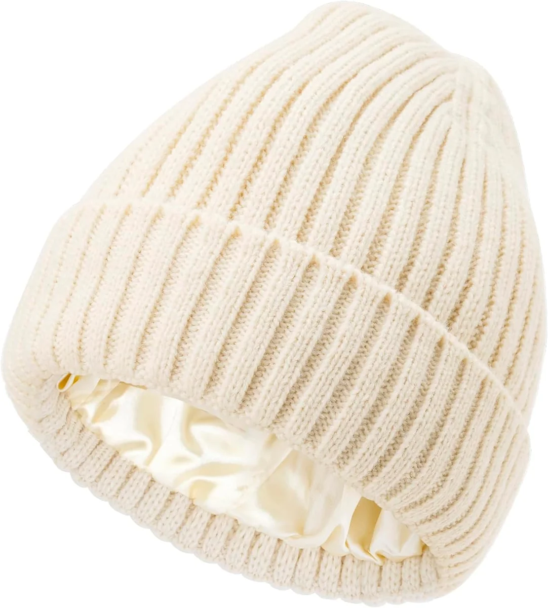 CZAPKA ZIMOWA Z SATYNOWĄ PODSZEWKĄ UNISEX BEŻOWA