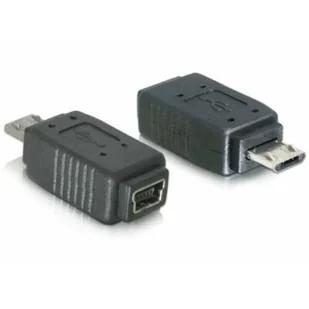 Delock Adapter USB mini f- USB mikro m +nikiel (65063) - Adaptery i przejściówki - miniaturka - grafika 1