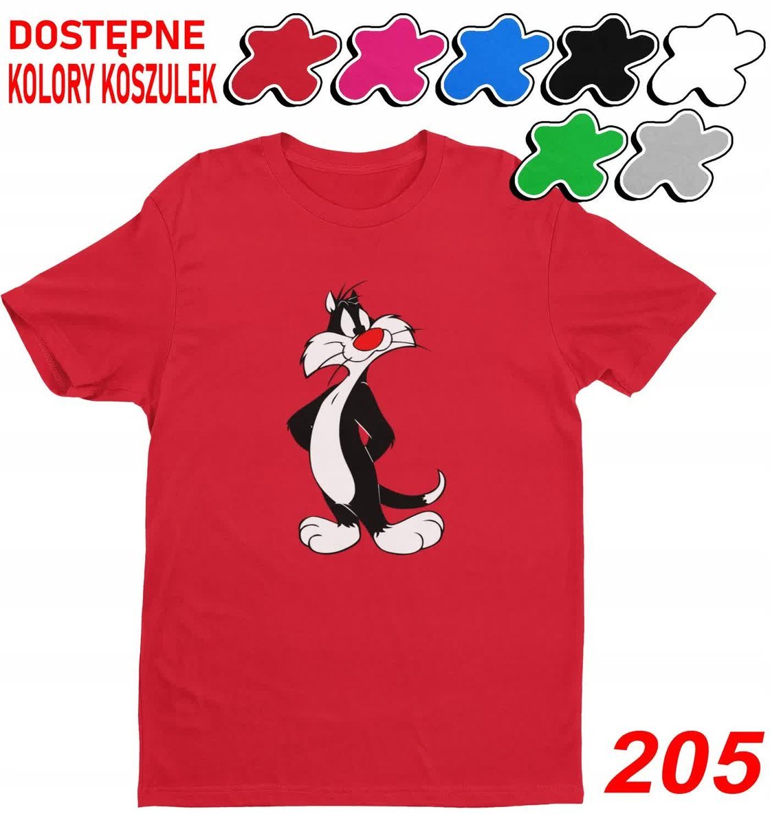 Dziecięca Koszulka Z Nadrukiem Tunes Tweety Kanarek Kot Sylwester-L 146-152