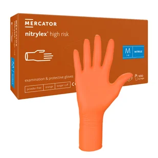 Rękawiczki nitrylowe M pomarańczowe Mercator Nitrylex High Risk 100szt - Rękawiczki jednorazowe - miniaturka - grafika 1