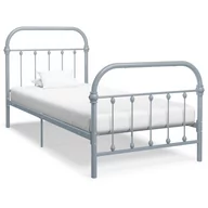 Łóżka - vidaXL Rama łóżka, szara, metalowa, 90 x 200 cm - miniaturka - grafika 1