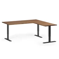 Biurka - Stół z regulacją wysokości, 3 silniki, 745 - 1215 mm, narożnik L/P, blat 1800 x 1800 mm, podstawa czarna, orzech - miniaturka - grafika 1