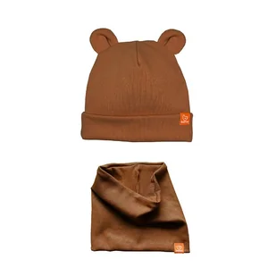 Komplet Czapka MISIACZKA z kominem - brązowy - Czapki dla dzieci - miniaturka - grafika 1