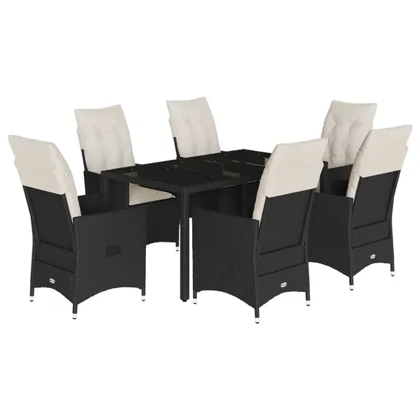 Zestaw Mebli Ogrodowych Rattan PE Czarny, Stół 150x90x75 cm, Krzesła 56x