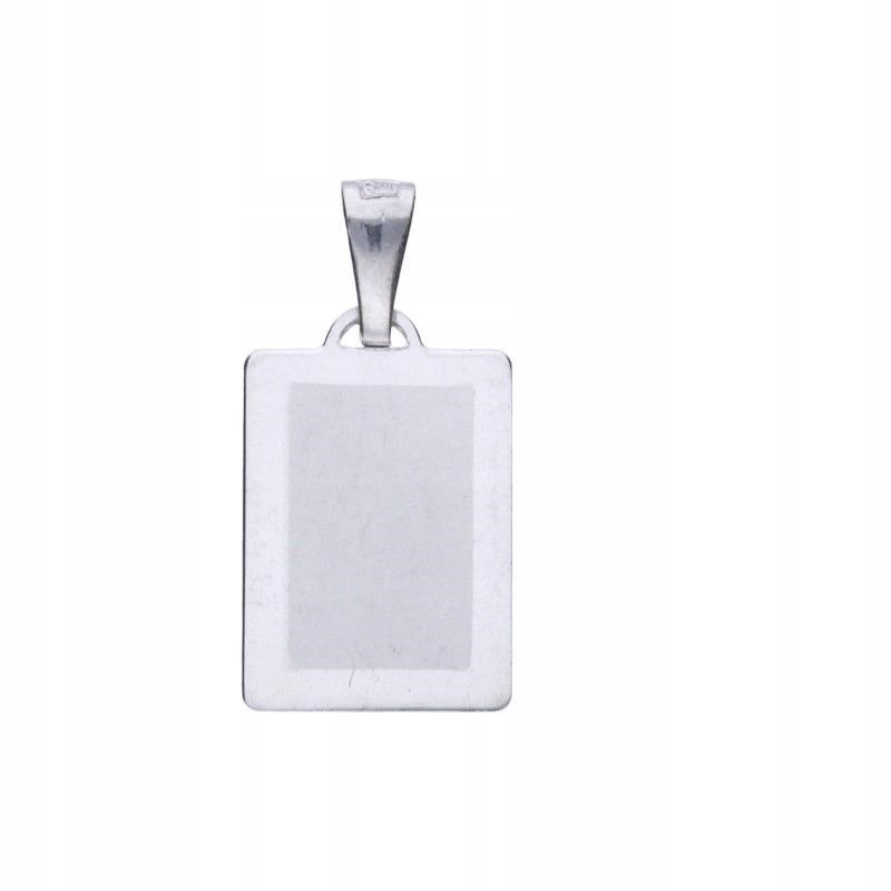 Srebrny Medalik 925 Matowiony prostokątny 14x19mm Rodowany pod Grawerowanie