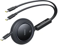 Kable komputerowe i do monitorów - Baseus Kabel przewód zwijany 2w1 USB-C 100W 1.2m - czarny Kabel przewód zwijany 2w1 USB-C 100W 1.2m - czarny - miniaturka - grafika 1