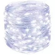 Oświetlenie świąteczne - Lampki druciki na baterie 100 LED Biały Zimny - miniaturka - grafika 1