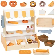 Zabawy w naśladowanie dorosłych - VIGA Drewniana Mini Piekarnia Sklepik Stragan z Wypiekami 16el. - miniaturka - grafika 1