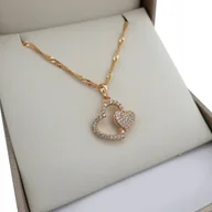 Naszyjniki - ZŁOTY NASZYJNIK DAMSKI SERCE 18K 55CM PREZENT - miniaturka - grafika 1
