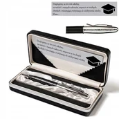 Plecaki szkolne i tornistry - Elegancki długopis atramentowy w etui Paul Rossi czarny srebrny klasyczny na prezent - miniaturka - grafika 1