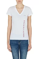 Koszulki i topy damskie - Armani Exchange Koszulka damska Slim Fit, Double Logo Print T-Shirt, biała, L, biały, L - miniaturka - grafika 1