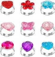 Biżuteria dla dzieci - ZESTAW 9 PIERŚCIONKÓW DLA DZIEWCZYNKI REGULOWANE KSIĘŻNICZKA - miniaturka - grafika 1