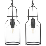 Lampy sufitowe - Lumarko Zestaw 2 lamp wiszących metalowy czarny BASHILO! - miniaturka - grafika 1