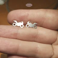 Kolczyki - Kolczyki ścigacze MOTOCYKLE - srebro 925 sztyfty - miniaturka - grafika 1