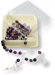 Różaniec srebrny AG, próba 925, kamień AGAT SMOCZE OKO AMETYSTOWY - Różańce - miniaturka - grafika 1