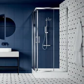 Kabiny prysznicowe - Laveo Desna Kabina prysznicowa kwadratowa 80x80x201 cm z brodzikiem drzwi rozsuwane JKDD086K - miniaturka - grafika 1