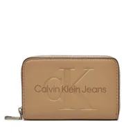 Portfele - Mały Portfel Damski Calvin Klein Jeans Zip Around Mono K60K612255 Beżowy - miniaturka - grafika 1
