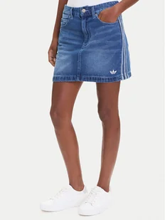 adidas Spódnica jeansowa adicolor 3-Stripes JW2649 Niebieski Regular Fit - Spódnice - miniaturka - grafika 1