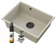 Zlewozmywaki - Granitan Manado Beżowy Podblatowy Zlew Czarny Podwieszany 60 - miniaturka - grafika 1